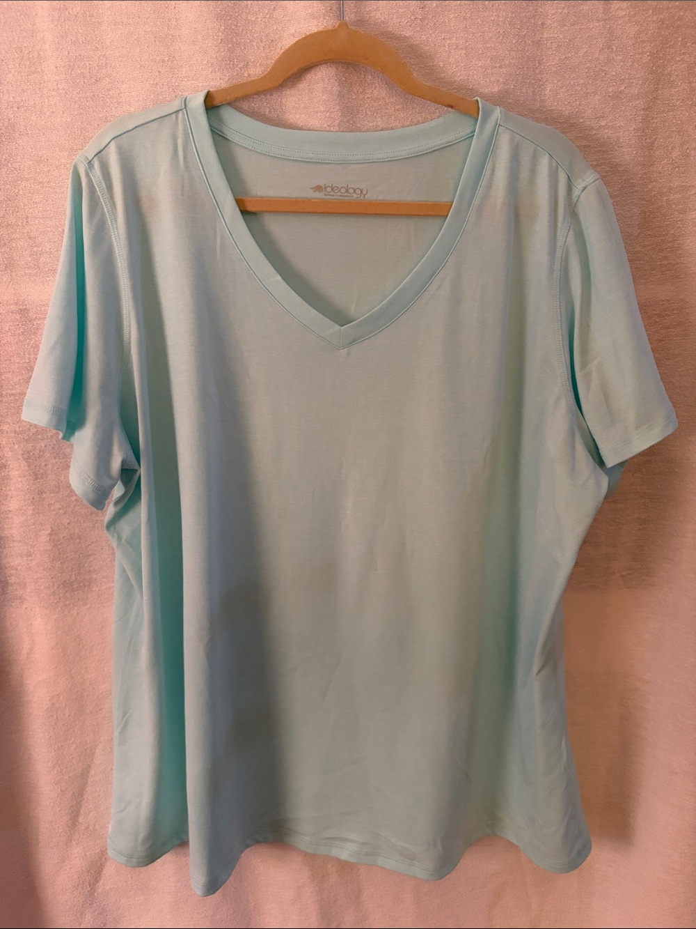 Ideology Women's V-Neck Short Sleeve Top - Light Aqua